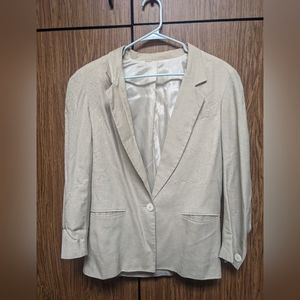 Tan Blazer with Padded Shoulders